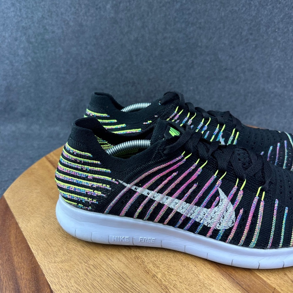 Nike Free RN Flyknit  Mens 8.5 Womens 10 Black Multicolor 831070-003 - Picture 3 of 12
